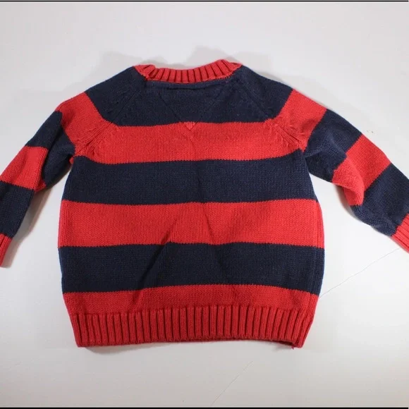 TOMMY HILFIGER Sweater Red White Stripe Flag Crewneck Pullover 12 Months - Picture 2 of 4